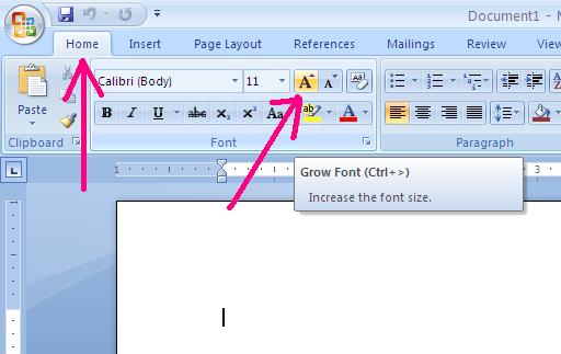 How To Increase Or Change The Font Size In Microsoft Word 2007