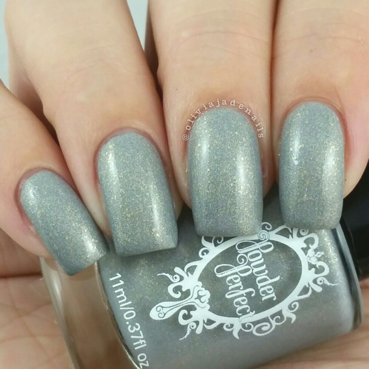 Powder Perfect Cinder Soot swatched by Olivia Jade Nails