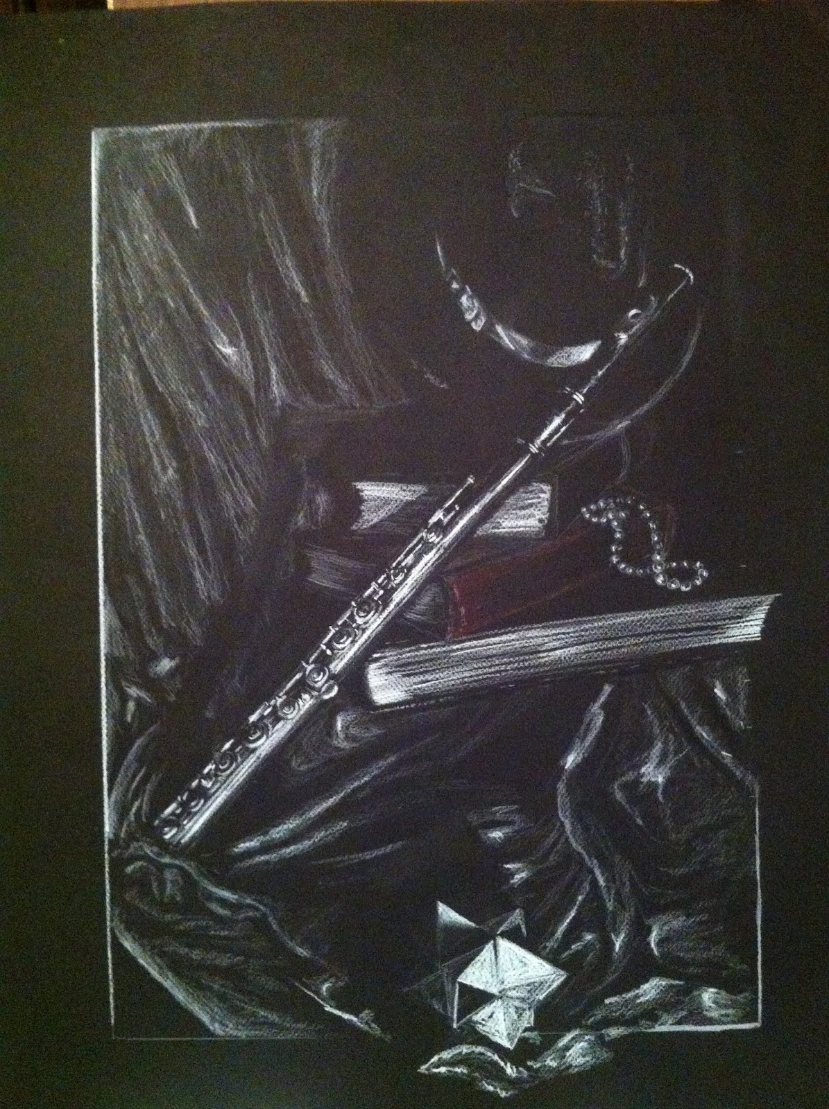 outerthoughts White Charcoal drawing on black paper