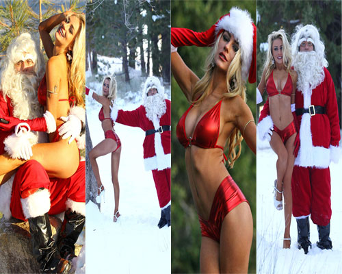 Courtney Stodden in Bikini Straddles her Santa