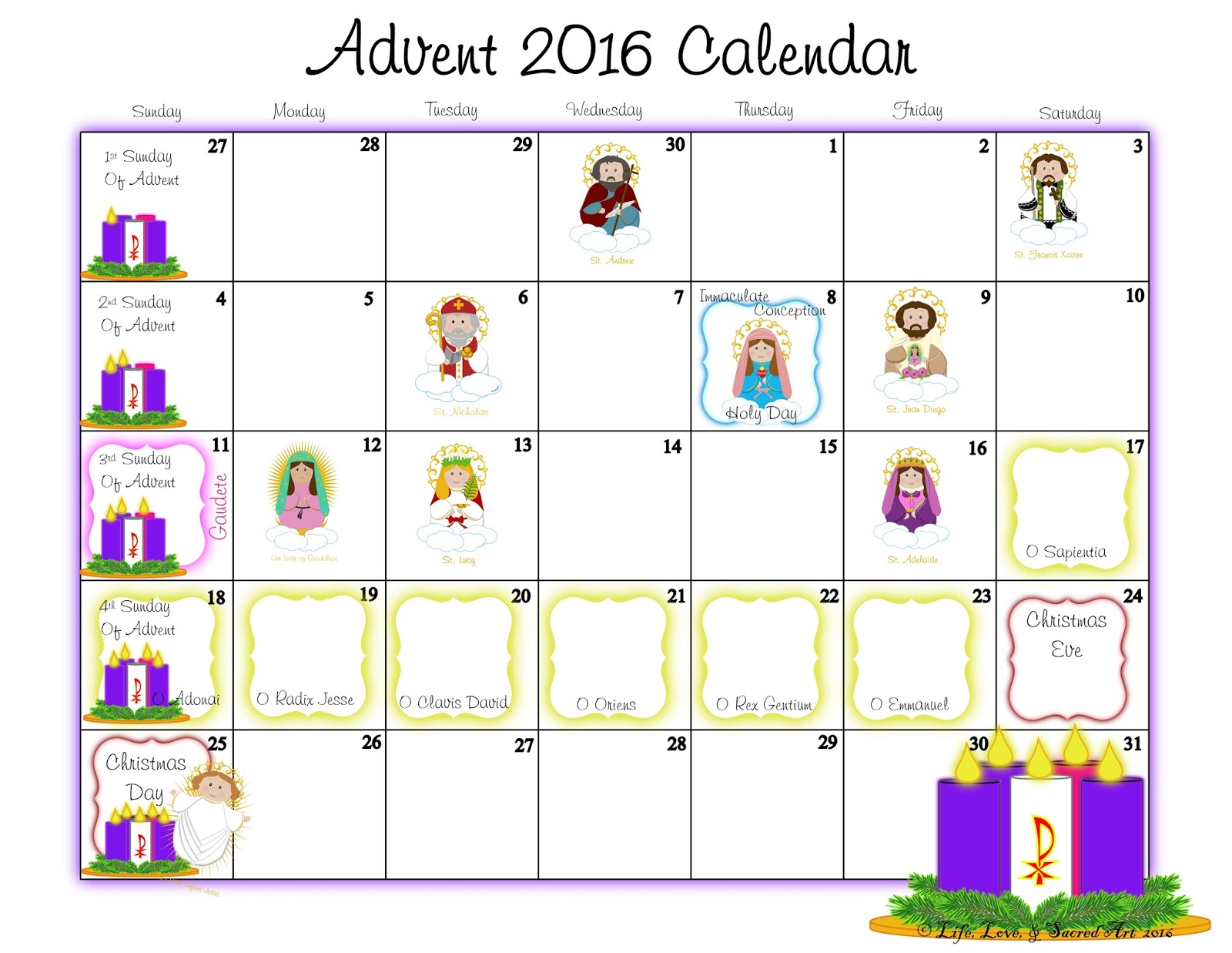 advent calendar coloring pages