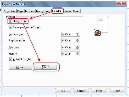 openoffice different first page header
