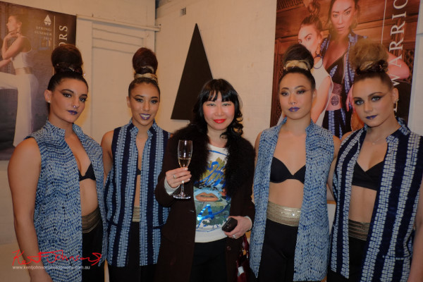 Blogger vivalaViv with the dancers, Wolftress WE ARE WARRIORS, VIP Launch 2015 - Photo by Kent Johnson.