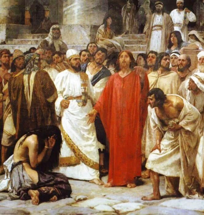 They kept demanding an answer, and Jesus finally stood up and said, 'All right, but let the one who has never sinned throw the first stone.'