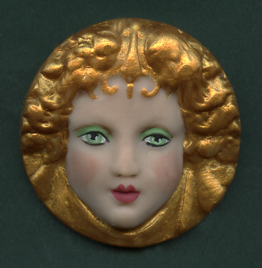 Linsart Creations in Clay: Art Nouveau Golden Goddess Cabs