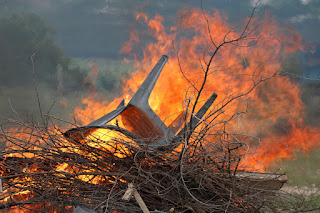 Burning a broken chair Burning a broken chair