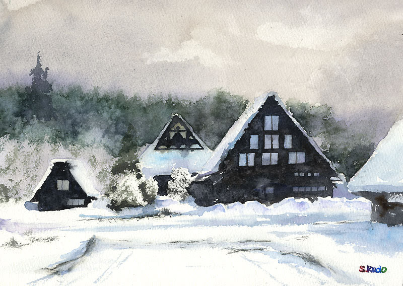 水彩画「南飛騨の秋」 水彩画「南飛騨の秋」