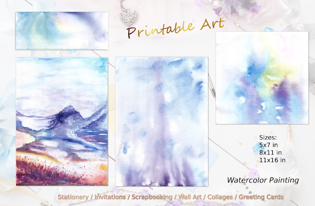 Valley Landscape Watercolor Painting Valley Landscape Watercolor Painting