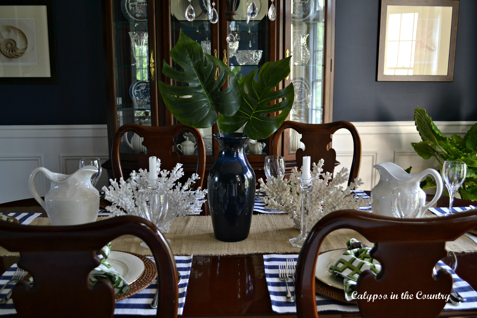 Tropical Traditional Navy Dining Room Tropical Traditional Navy Dining Room