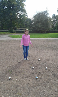 Emily and her winning end in our warm-up game at Woodstock Pétanque Club Emily and her winning end in our warm-up game at Woodstock Pétanque Club