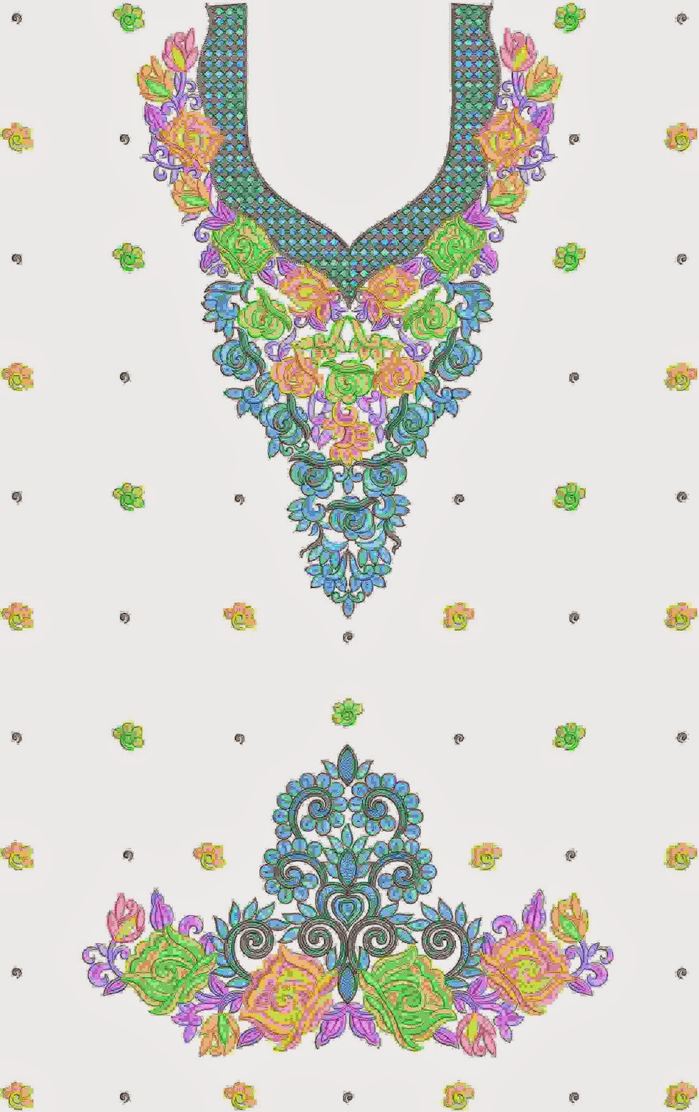 Embdesigntube: Genuine French Floral Work Kurti Clothing Designs