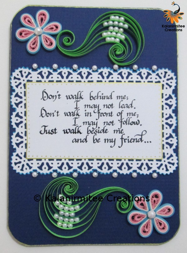 Quilled card Kalanirmitee Creations
