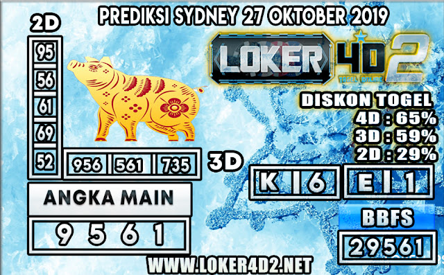 PREDIKSI TOGEL SYDNEY LOKER4D2 27 OKTOBER 2019