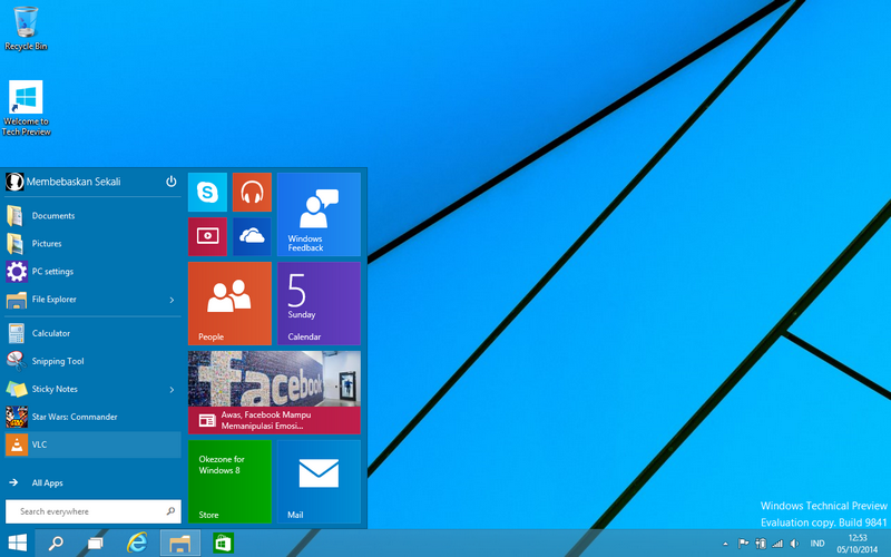 Start Menu Windows 10 untuk Windows 8