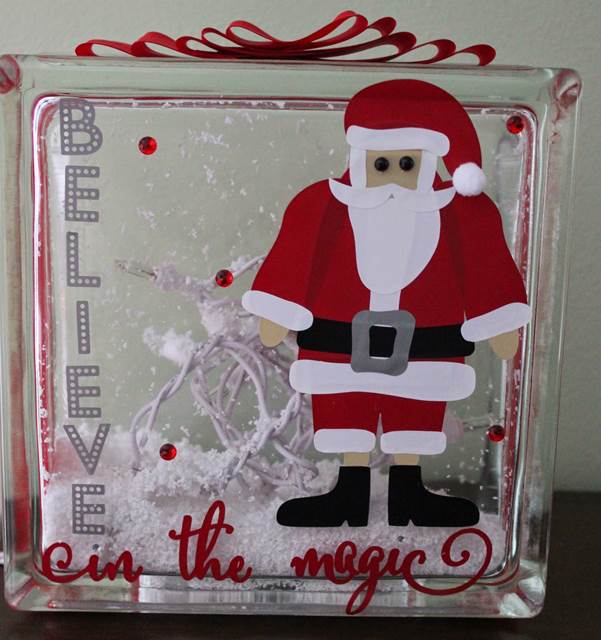 Santa Decorated Glass Block by Anita Mulcahey Guest Designer for 17turtles Digital Cut Files