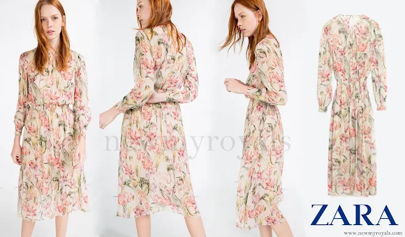 Queen Letizia wore ZARA Printed Dress