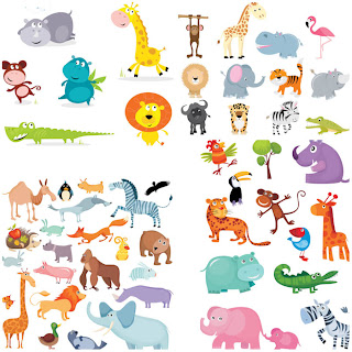 面白い動物の漫画 funny cartoon animals illustrations イラスト素材