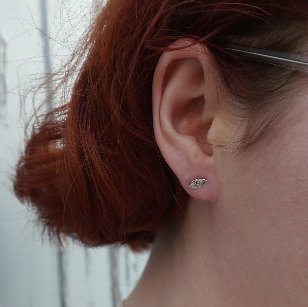 Datter Industries Eye Earring Styled by Helen, Scottish blogger, Dundee blogger, Scottish fashion blogger, quirky style, Scottish street style, cute style, cat clothing, dressing to a theme, cat themed clothing, cat jumper, colourful outfit, colourful street style, La La Land, colourful cat jumper, pink jumper, pink and blue outfit, red head, ginger bob, clear glasses, Iolla glasses, cat necklace, silver cat necklace, gold boots, cat pose, cute cat outfit, Wardrobe Conversations