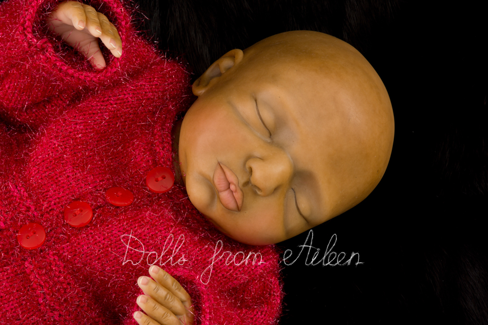 OOAK Hand Sculpted Sleeping Indian Baby Girl Doll's Face