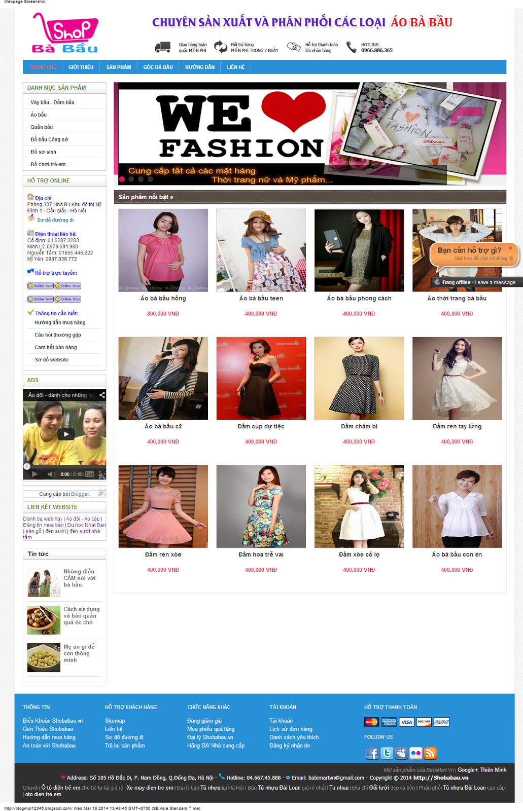 Mẫu web shop bán quần áo đẹp bằng blogger