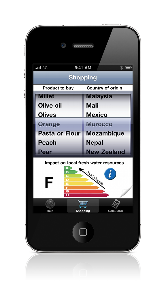 Water footprint and virtual water for iPhone Water calculator for iPhone