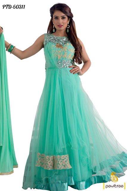 Wedding Season Special Designer Floor length Sky Bridal Anarkali Salwar Suit Dresses Online Shopping with Discount Offer Prices