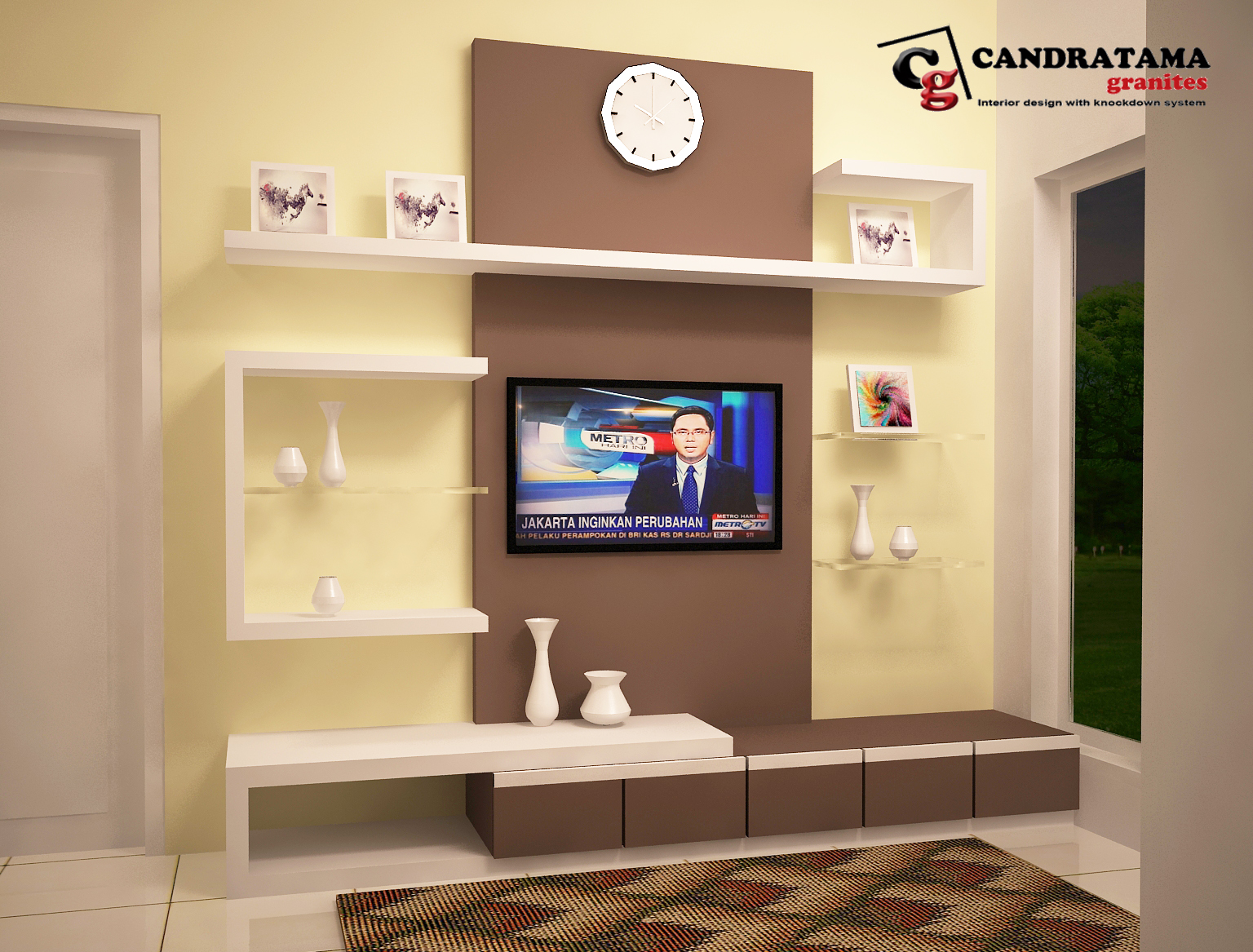 Desain Backdrop TV Perumahan Kediri Family Residence