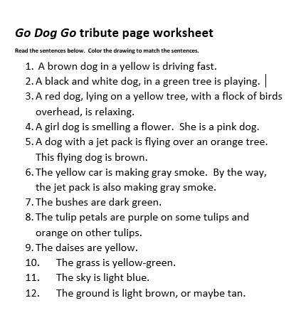 Robin's Great Coloring Pages: Go Dog Go tribute page