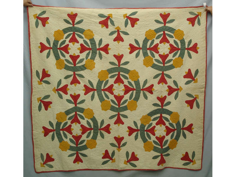 Quilts In The Barn: Red Green and yellow antique quilts!