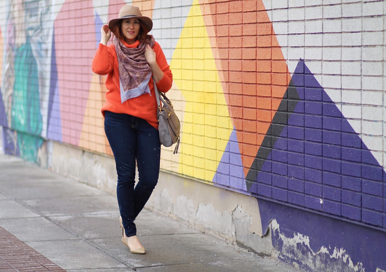 chloe, marcie, orange, sweater, affordable, outfit