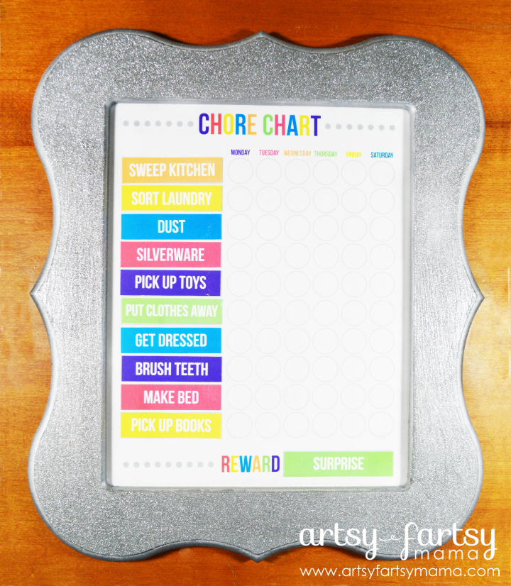 DIY Chore Chart + Free Printable at artsyfartsymama.com #chorechart #freeprintable #printable