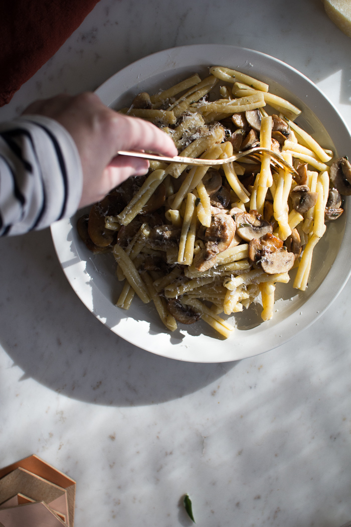 Flourishing Foodie Brown Butter, Sage, and Mushroom Pasta