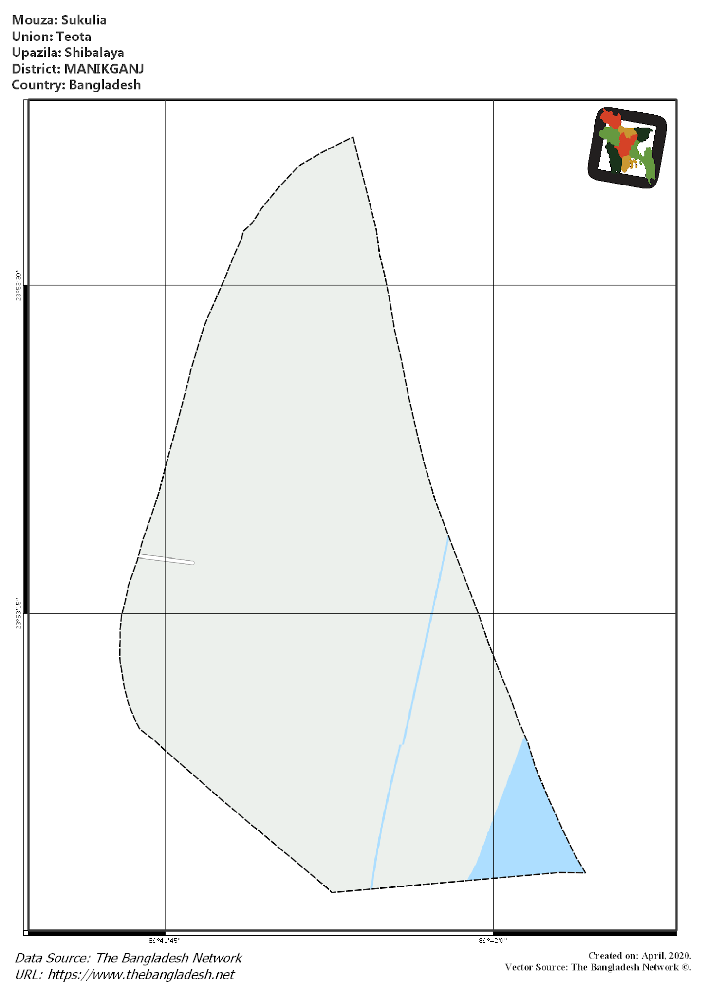 Map of Sukulia Mouza of Shibalaya Upazila, MANIKGANJ, Bangladesh.