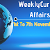 Weekly Current Affairs 1st To 7th November 2019