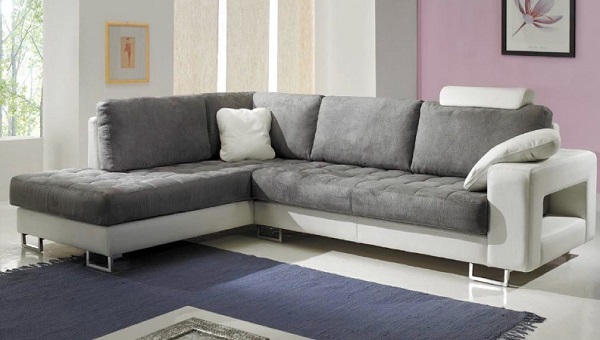 model sofa minimalis bentuk L bahan wolfis