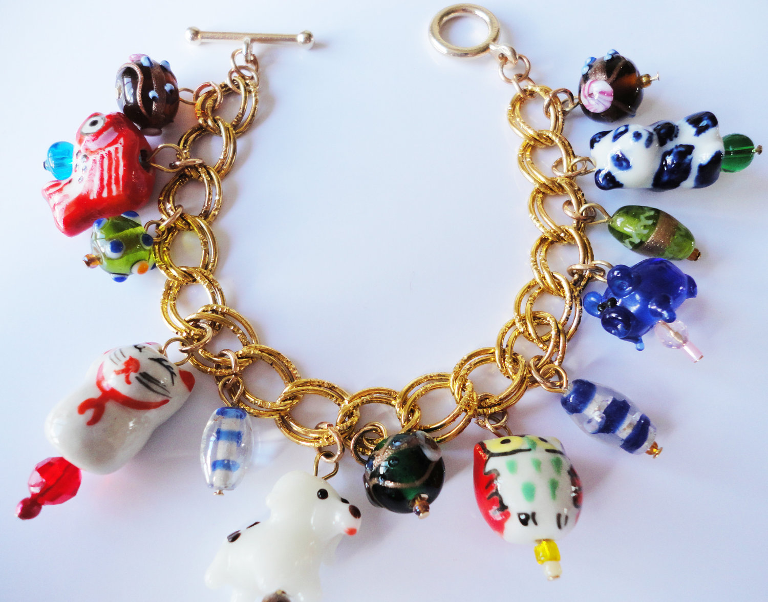 Kawaii Cutie Blog: Lampwork Animal Charms Cute Bright Bracelet Vintage
