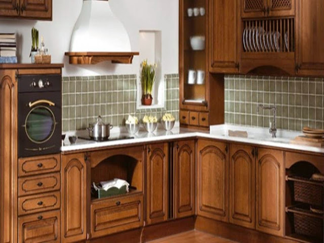 Brown kitchen cabinets made of Solid wood 