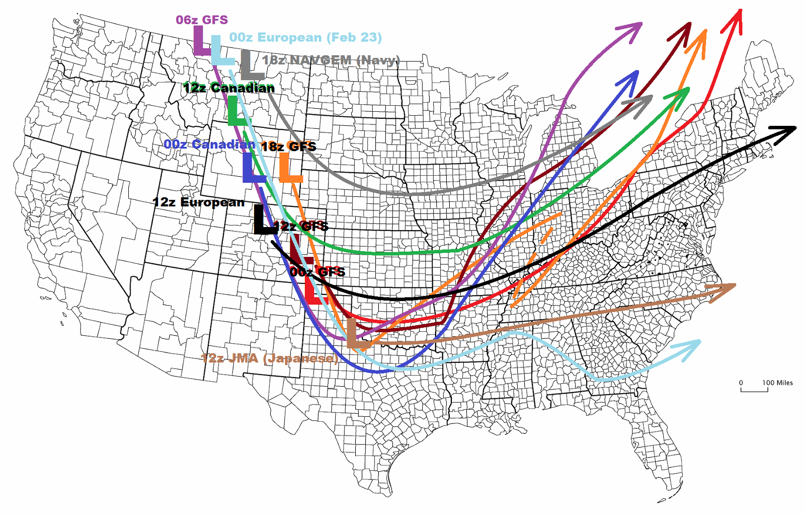 note there is a lot of consensus not only on the fact that there will be a low pressure system but also fairly impressive agreement on the track for a week note there is a lot of consensus not only on the fact that there will be a low pressure system but also fairly impressive agreement on the track for a week