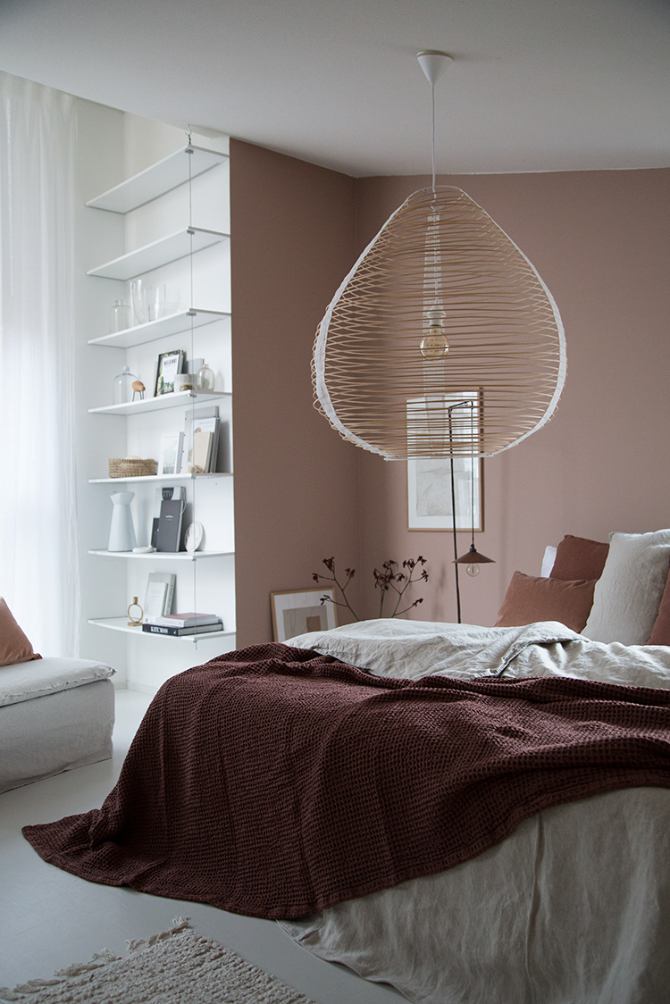 Cozy bedroom with a warm muted palette in the home of Niki Brantmark. Styling by Genevieve Jorn, photo by Niki Brantmark My Scandinavian Home