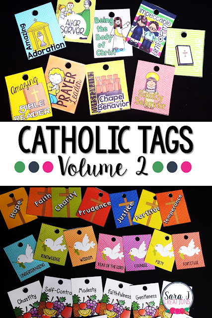 Catholic reward tags make celebrating the Catholic faith more fun. This behavior management system can also be used to review Catholic concepts such as the virtues, gifts and fruits of the Holy Spirit and more.