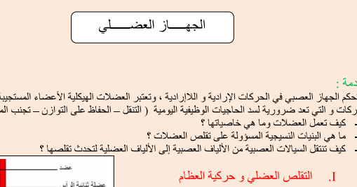 ملخص درس الجهاز العضلي للثالثة إعدادي فيديو توضيحي
