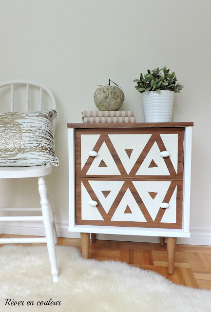 geometric painted side table makeover