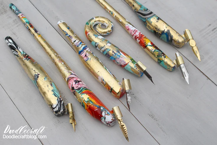 resin easysculpt clay covered crochet hooks with gold leaf (12