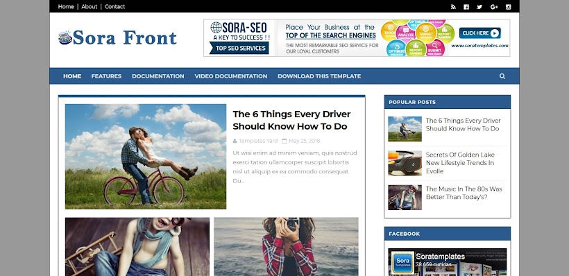 Sora Front Free Blogger Template