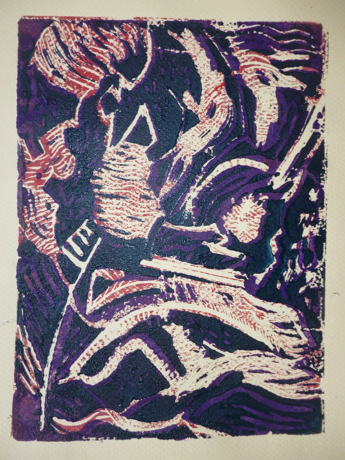 Roshni Goonraj Beeharry Recent Lino Prints with acrylic paint Understanding my Process.