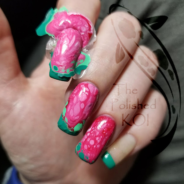 Watermelon fluid nail art