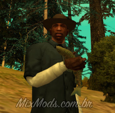 mod cleo de pescaria pescar peixes para gta sa cj segurando peixe