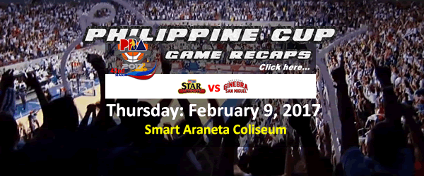 List of PBA Game(s) Thursday February 9, 2017 @ Smart Araneta Coliseum