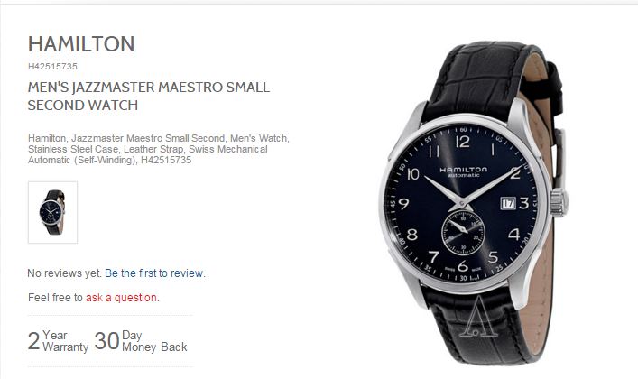 hamilton jazzmaster maestro small second