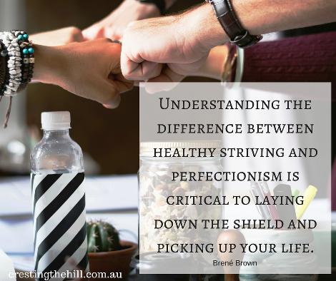 Understanding the difference between healthy striving and perfectionism is critical to laying down the shield and picking up your life.